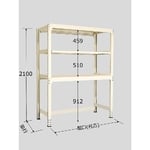 中量ボトムフリーラック（300Kg/段・単体・3段タイプ）　1800mm×450mm×2100mm　アイボリー　BFW2118M03T