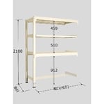 中量ボトムフリーラック（300Kg/段・連結・3段タイプ）　900mm×600mm×2100mm　アイボリー　BFW2109L03R