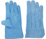 現場系女子　牛床革手袋　オイル　外縫い　内綿　ブルー　女性用Sサイズ　AG2554-S