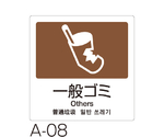 分別ラベル　A-08　4ヵ国語　茶　合成紙一般ゴミ　DS2475084