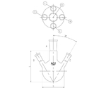 五ツ口フラスコ　2,000mL　34/45・24/40　3114-2-6L4L