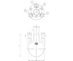 四ツ口フラスコ　側管垂直タイプ　3,000mL　34/45・29/42　3120-3-6L5L