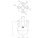 五ツ口フラスコ　側管垂直タイプ　2,000mL　34/45・19/38　3122-2-6L3L
