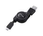 USB巻取ケーブル（A-microB/2.0対応/黒） 0.8m　EA764AJ-161