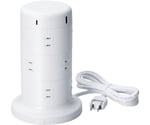 タワー型タップ ホコリ防止シャッター付 固定可能 12口 合計45W USB-Aメス3ポート USB-Cメス2ポート ホワイト　ECT-2220WH