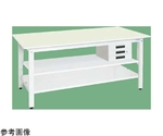 軽量作業台（KH/350kg/抗菌・抗ウイルスポリ天板/H800/中棚引出付）900×600×800mm パールホワイト　KH-38CVPGT2