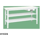 軽量高さ調整作業台（TKK8/200kg/抗菌・抗ウイルスポリ天板/H800～1000/中棚引出付）1200×750×800～1000mm パールホワイト　TKK8-127AVPWT2