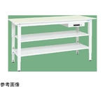 軽量高さ調整作業台（TKK8/200kg/抗菌・抗ウイルスポリ天板/H800～1000/中棚引出付）1200×750×800～1000mm パールホワイト　TKK8-127AVPGT2