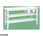 軽量高さ調整作業台（TKK8/200kg/抗菌・抗ウイルスポリ天板/H800～1000/中棚引出付）900×750×800～1000mm パールホワイト　TKK8-097BVPWT2