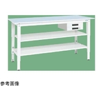 軽量高さ調整作業台（TKK8/200kg/抗菌・抗ウイルスポリ天板/H800～1000/中棚引出付）1800×750×800～1000mm パールホワイト　TKK8-187BVPBT2