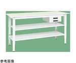 軽量高さ調整作業台（TKK8/200kg/抗菌・抗ウイルスポリ天板/H800～1000/中棚引出付）900×600×800～1000mm パールホワイト　TKK8-096BVPGT2