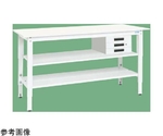 軽量高さ調整作業台（TKK8/200kg/抗菌・抗ウイルスポリ天板/H800～1000/中棚引出付）1500×750×800～1000mm パールホワイト　TKK8-157CVPWT2