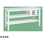 軽量高さ調整作業台（TKK8/200kg/抗菌・抗ウイルスポリ天板/H800～1000/中棚引出付）900×600×800～1000mm パールホワイト　TKK8-096CVPBT2