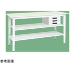 軽量高さ調整作業台（TKK8/200kg/抗菌・抗ウイルスポリ天板/H800～1000/中棚引出付）1500×750×800～1000mm パールホワイト　TKK8-157CVPGT2