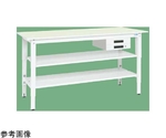 軽量高さ調整作業台（TKK8/200kg/抗菌・抗ウイルスリューム天板/H800～1000/中棚引出付）1800×900×800～1000mm パールホワイト　TKK8-189BVFGT2