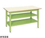 軽量立作業台（KD/350kg/ポリエステル天板/H900/中板中棚付）1200×750×900mm グリーン　KD-49NIGT2