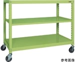 キャスターラックRK型（ナイロンウレタン車・3段タイプ）1500×450×1320mm グリーン　RKCN-5423NU