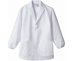 調理衣 兼用 長袖 白 袖ネット 襟付 M　1-941 M