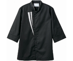 コックコート 兼用7分袖 黒/グレー 袖ネット L　6-1140 L