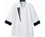 コックコート 兼用7分袖 白/黒 袖ネット L　6-1141 L