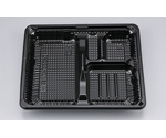 プラスチック製 簡易食品容器  238×202×31mm CZ-222-2 BS黒本体（N） 50枚×12袋　00900022202450208
