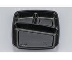 プラスチック製 簡易食品容器  150×150×23mm BF-210-B 黒中仕切 50枚×24袋　01400021002080010