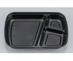 プラスチック製 簡易食品容器  186×126×23mm BF-211-B 黒中仕切 50枚×24袋　01400021102080010