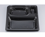 プラスチック製 簡易食品容器  231×231×33mm CBFNランチ13 黒本体 50枚×8袋　07103001300080000