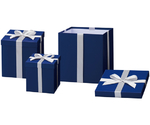 プレゼントボックス【クリスマスツリー装飾】ブルー 3個セット　28-41-7-3