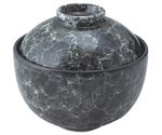 黒釉白泡 玉形円菓子碗　19320-460