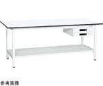 軽量作業台（KAタイプ/耐荷重180kg/メラミン天板/中板付/引出付/固定式） W900×D750×H740mm　KA-097BTMW