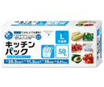 プラスプラスキッチンパックマチ付 L 半透明 50枚×80冊入　PP-KP-L