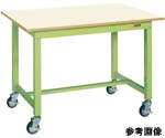 中量作業台（KTタイプ 耐荷重300kg メラミン天板 H825 キャスター付）W900×D600×H825mm グリーン　KT-383IGB