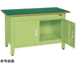 一人用作業台（CPタイプ 耐荷重350kg サカエリューム天板 H740 扉付）W900×D600×H740mm サカエグリーン　CP-096DR