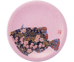 A150寿司皿 ピンクパール 千代紙カワハギ　50261650