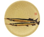 A150寿司皿 ゴールドパール 千代紙サヨリ　13000078