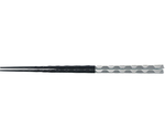 PBT23.5cm 細身亀甲一刀彫箸 黒/銀　90023076