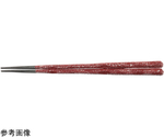 PBT22.5cm 六角一刀彫箸 朱/銀平目　30010720