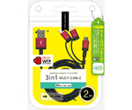 【+ECO】3in1マルチケーブル 2m レッド　UKJ-ELMC2M RD