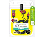 【 ECO】3in1マルチケーブル 50cm レッド　UKJ-ELMC0.5M RD
