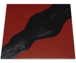 漆黒刷毛目 朱 正角トレー 黒流水 300×300×12mm　1025990