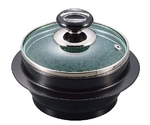 長水 遠赤 石焼釜（ガラス蓋付）アルミブラックコート枠付 22cm　3664400