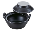 燕舞素焼ブラック砂鍋深型 両手 15cm　453216