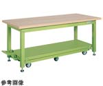 重量作業台ペダル昇降移動式（KWC/耐荷重2000kg/木目メラミン天板/W1200×D800×H740mm）グリーン　KWCM-128Q6