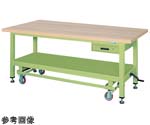 超重量作業台ハンドル昇降移動式（KWC/耐荷重2000kg/木目メラミン天板/W1200×D800×H740mm）　KWCM-12A
