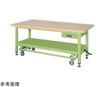 超重量作業台ハンドル昇降移動式（KWC/耐荷重2000kg/木目メラミン天板/W1800×D800×H740mm）　KWCM-18A