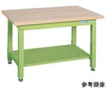 重量作業台（KW/耐荷重2000kg/木目メラミン天板/W1200×D800mm）グリーン 中板2枚付　KWM-128T1
