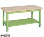 重量作業台（KW/耐荷重2000kg/木目メラミン天板/W1500×D800mm）グリーン 中板2枚付　KWM-158T1