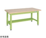 重量作業台（KW/耐荷重2000kg/木目メラミン天板/W1800×D800mm）グリーン 中板1枚付　KWM-188T