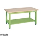 重量作業台（KW/耐荷重2000kg/木目メラミン天板/W1800×D800mm）グリーン 中板2枚付　KWM-188T1
